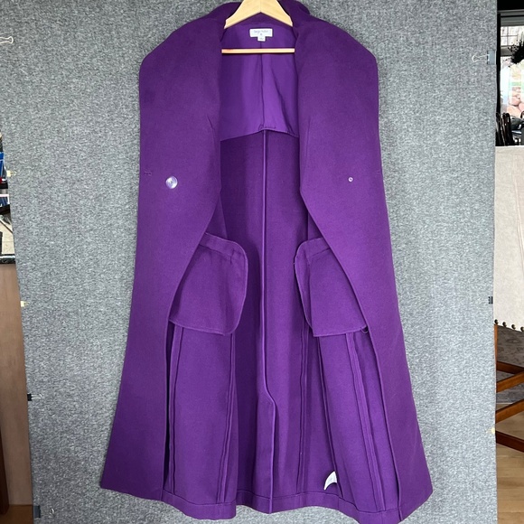 Sergio Hudson x Target Full-Length Notch Lapel Coat Sz S Purple Office Preppy - Picture 5 of 15